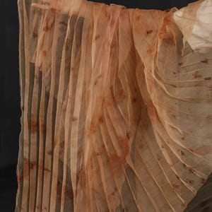 Orange Pleated Mesh fabric,Sheer Fabric,Wrinkle Crumple Accordion Girl Dress Fabric Sew for Pleated-skirt,DIY Sewing Craft Material