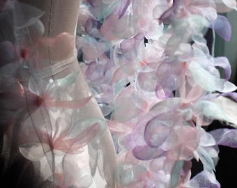 3D Floral Organza Applique: Multicolor Embroidered Lace Ribbon Trim