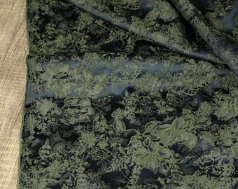 Dark Green Floral Jacquard Fabric,3D Embossed Brocade Fabric For Haute Couture,Costume Gown