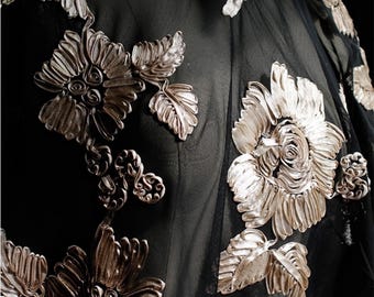 Big Flower Embroidered Lace fabric,High Quality Soft Black Mesh Fabric For Tutu Dress Banquet Dress Bridal Wedding Dress Gown Fabric