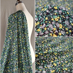 Green Chiffon fabric,Floral Chiffon,Vintage Fabric,Skirt Fabric,57&#39;&#39;Width