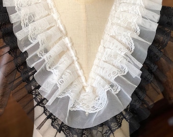 Double Layer Ruffle Lace Trim: 9cm Wedding Skirt Decoration