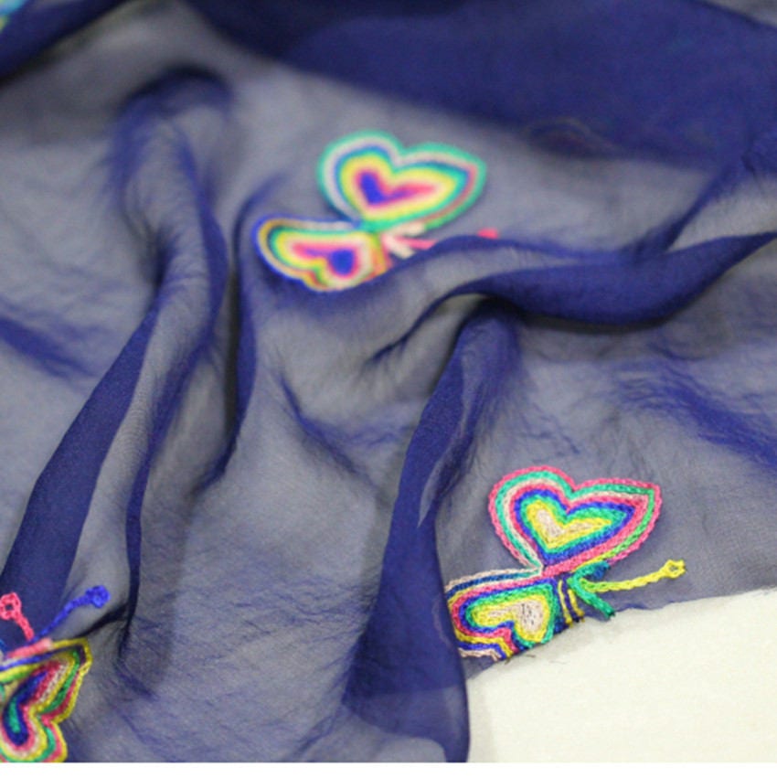BUTTERFLY navy - linen and cotton ruffled top