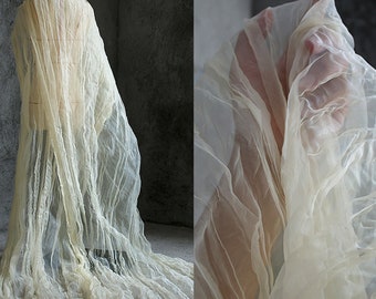 Beige Organza fabric,Wrinkle Fabric,Sheer Fabric