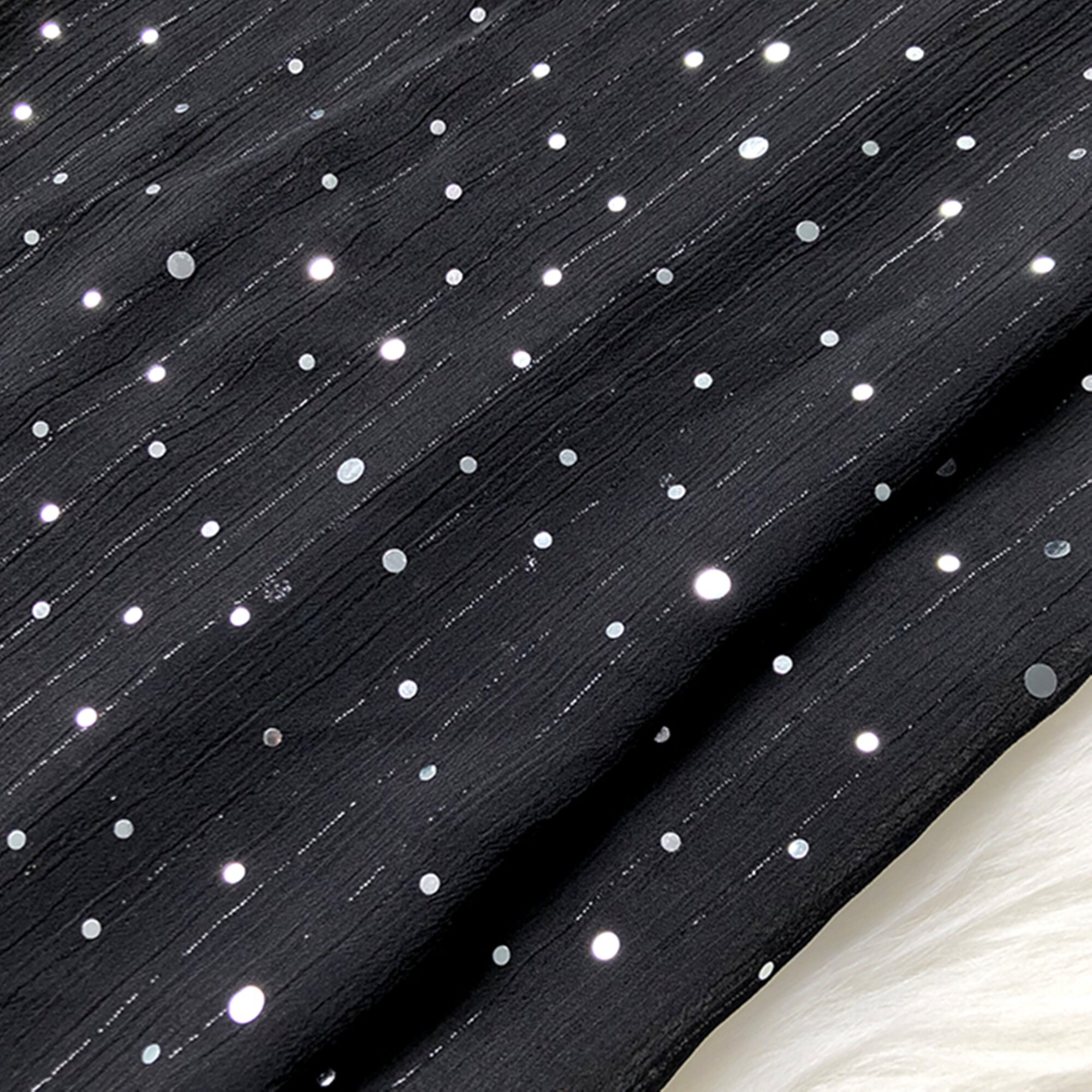 Glitter Chiffon Fabric With Sliver Threadblack Chiffon Fabric Etsy