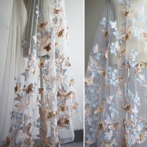3D Butterfly lace fabric,embroidered lace fabric,fabric for wedding, dress, skirt, craft by half yard