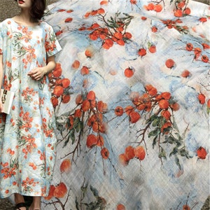 100% Ramie Stoff,ObstDruck Leinen stoff,leichtes Sommerkleid Stoff,DigitalDruck Stoff Bulk Stock