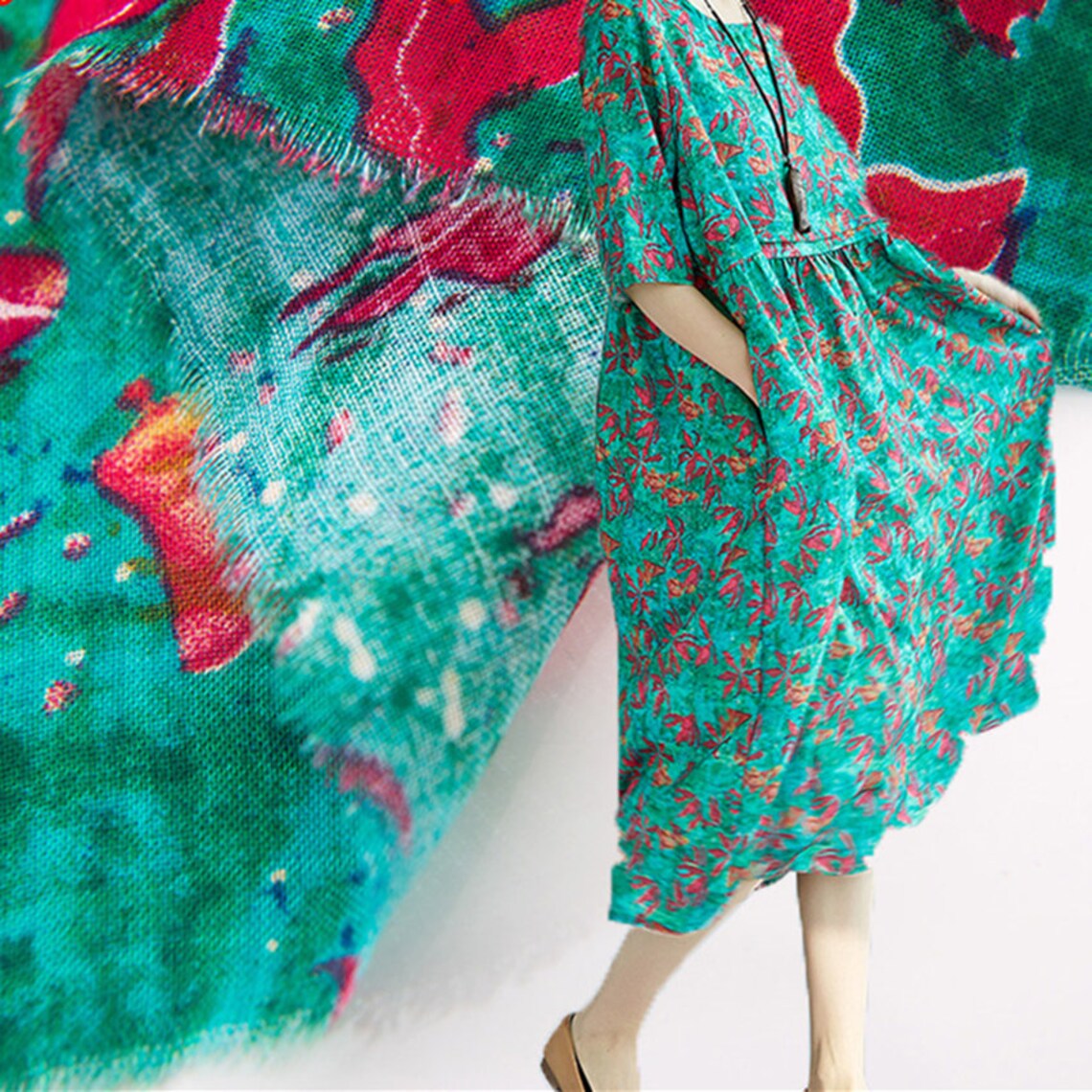 Summer linen fabric green soft cotton blend fabric eco linen Etsy