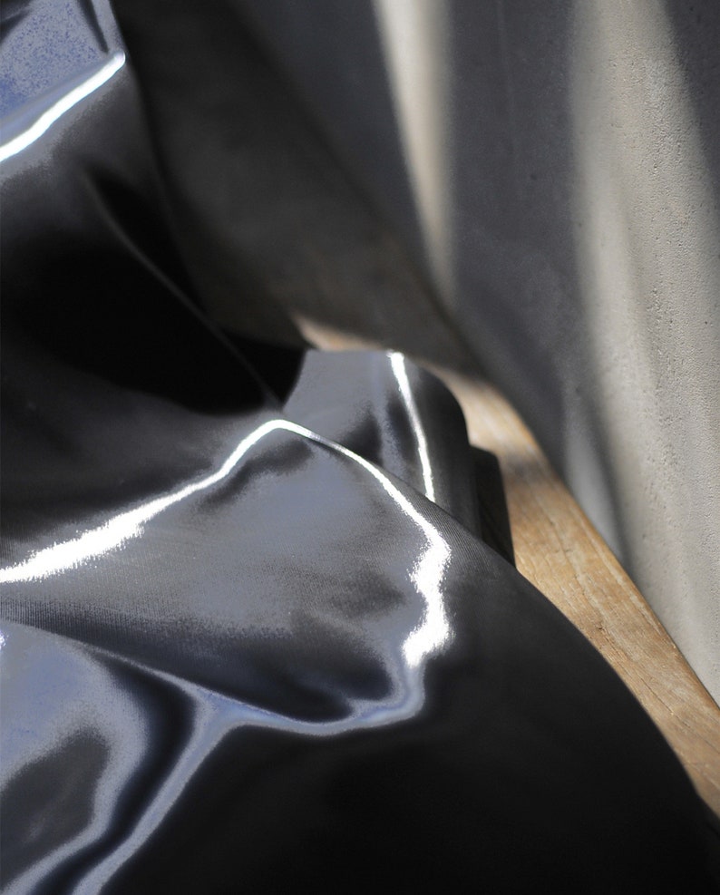 Super Shiny Fabric,Dark Gray Water-Shine ultra-gloss Designer Fabric,Smooth Well Drap Fabric,Sparkle Fabric,Pants,bag,jacket Fabric image 4