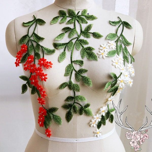 Leaf/Floral Embroidery,Lace Applique,Leaves Patches Appliques For Garment Apparel Dress,sewing supplies