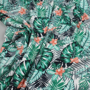 Summer Cotton Fabric,floral and Leaf Cotton Fabric,beach Dress Fabric ...