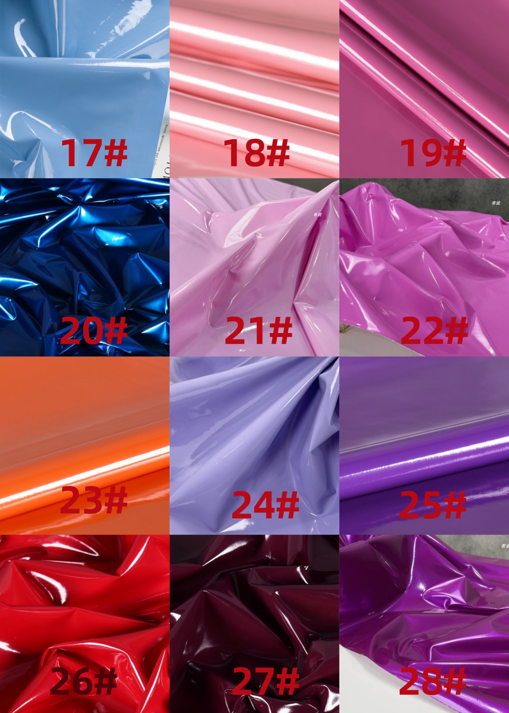 Shiny Mirror Stretch Fabric: Faux Leather PU Material, 26 Colors