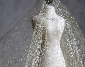 Gold Mesh kant stof, Fashion Mesh Hollow Fabric, Bruiloft stof, Tulle Mesh Fabric