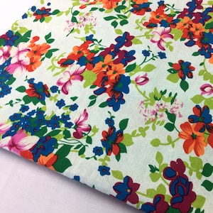 Flower linen fabric,vintage linen cotton blend fabric,home decor,fabric by half meter