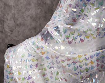 Tissu coloré, tissu de vêtement transparent de couleur arc-en-ciel, tissu de bricolage