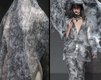 Grey Floral Organza Fabric,Fabric for Wedding,Design Fabric