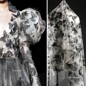 3D Butterfly lace fabric,embroidered lace fabric,Wedding Tulle Fabric,Bridal Dress Lace