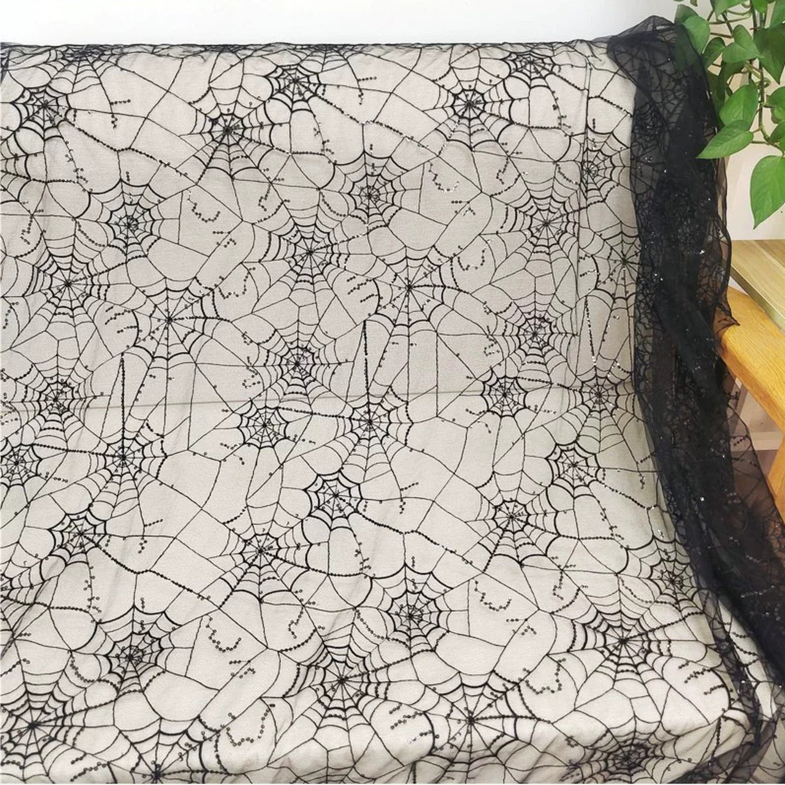 White/black Mesh Lace Fabric,spider Web Cobwebs Lace Fabric,sequins ...