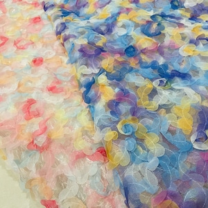 Colorful Flower Lace fabric,3D Flower Tulle fabric,Wedding Lace Fabric,Bridal Tulle,Tutu Dress Fabric