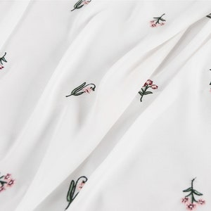 Flower embroidered chiffon fabric,white chiffon,summer chiffon fabric,sew for clothing,craft by Half Yard