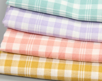 4 Colors 100% Cotton fabric,Vintage Check Quilt Fabric,Soft Cotton Fabric,Width 57''