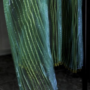 Green Organza fabric,Wrinkle Fabric,Pleated Fabric,Sheer Fabric,Fashion Design Fabric image 7