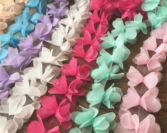 11 Colors Chiffon Trim,3d Flower Trim,Dress Decors,DIY Craft for 9 Meters