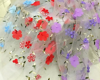 12 Colors Floral Mesh lace fabric,embroidered floral lace,soft tulle lace fabric,Wedding Fabric
