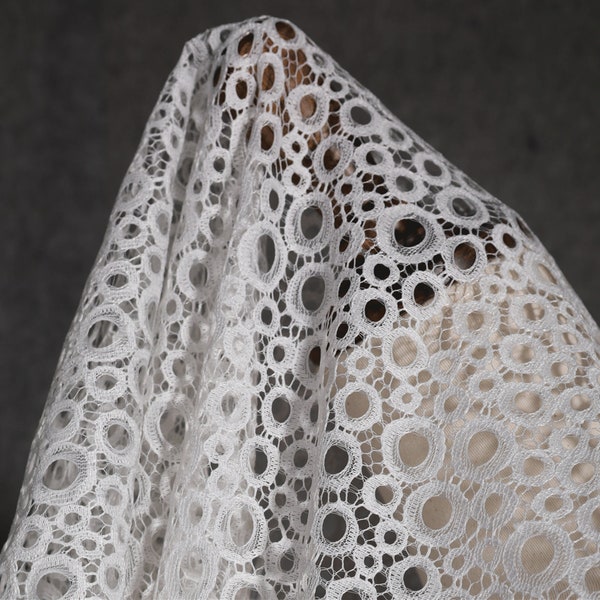 Hollow Mesh Lace Fabric,White Lace Fabric,Crocheted lace fabric,Bridal Wedding Fabric