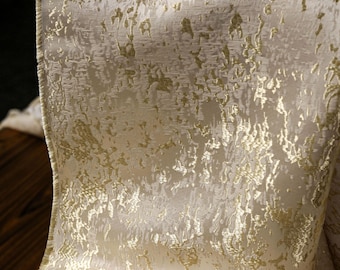 Beige Gold Crack Pattern Brocade Fabric,Shimmer Jacquard Fabric for Party Gown,Costumes,Couture