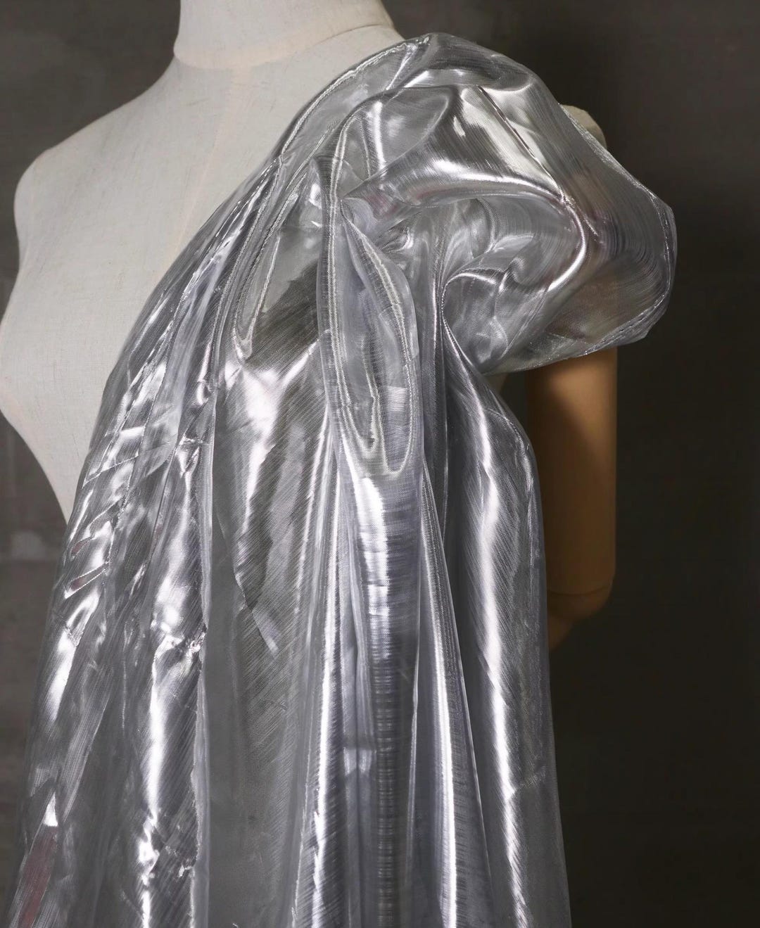 Silver Mirror Mesh Fabric, Designer Fabric,reflective Fashion Fabric ...