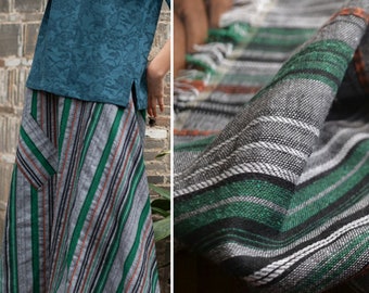 Tela de lino de 2 colores, tela de rayas, tela de lino de peso medio, tela transpirable, artesanía por medio patio