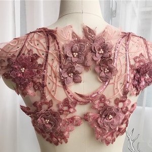 Floral Embroidery,Lace Applique,36*39 cm lace applique with pearls,bridal collar appliques,sewing supplies