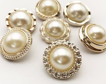6 Pieces of Set Pearl Buttons,Bridal Buttons,Jewelry,Clothing Accessories,18 mm-30 mm