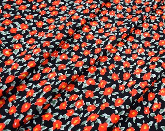 Red Floral Fabric,Small Floral Chiffon Fabric,Light Weight Fabric,Quilting Fabric,Width 59 Inch