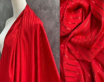 Red chiffon fabric,Gold Stripe chiffon fabric,Flowy Fabric,Dress Fabric,Width 59''