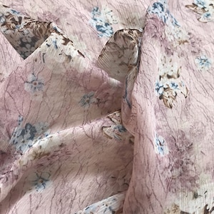 Pink chiffon fabric,wrinkle chiffon fabric with flower,fabric for summer dress,skirt,craft by Half Yard