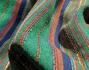 Green Stripe Linen Cotton Blend Fabric for Dress,bag,DIY Craft
