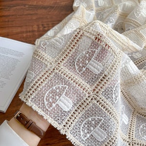 Cute Mushroom lace fabric,White lace fabric,Embroidered Lace fabric,soft lace fabric,wedding Lace fabric,Bridal Lace