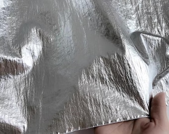 Silver Crinkle Metallic Fabric,Reflective Waterproof Clothing Fabric,costumes,designer fabric