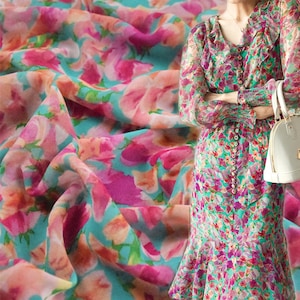 Floral Chiffon Fabric,Chiffon Georgette,Evening Dress Fabric,Bridal Dress