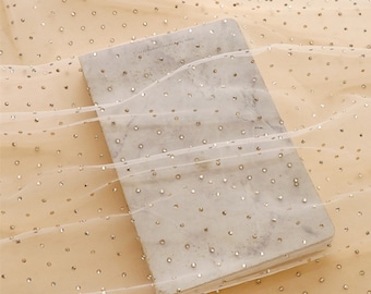 Luxury Beige Lace Fabric,Rhinestone Tulle Fabric,Wedding Fabric,Gilding Fabric,Bridal Fabric