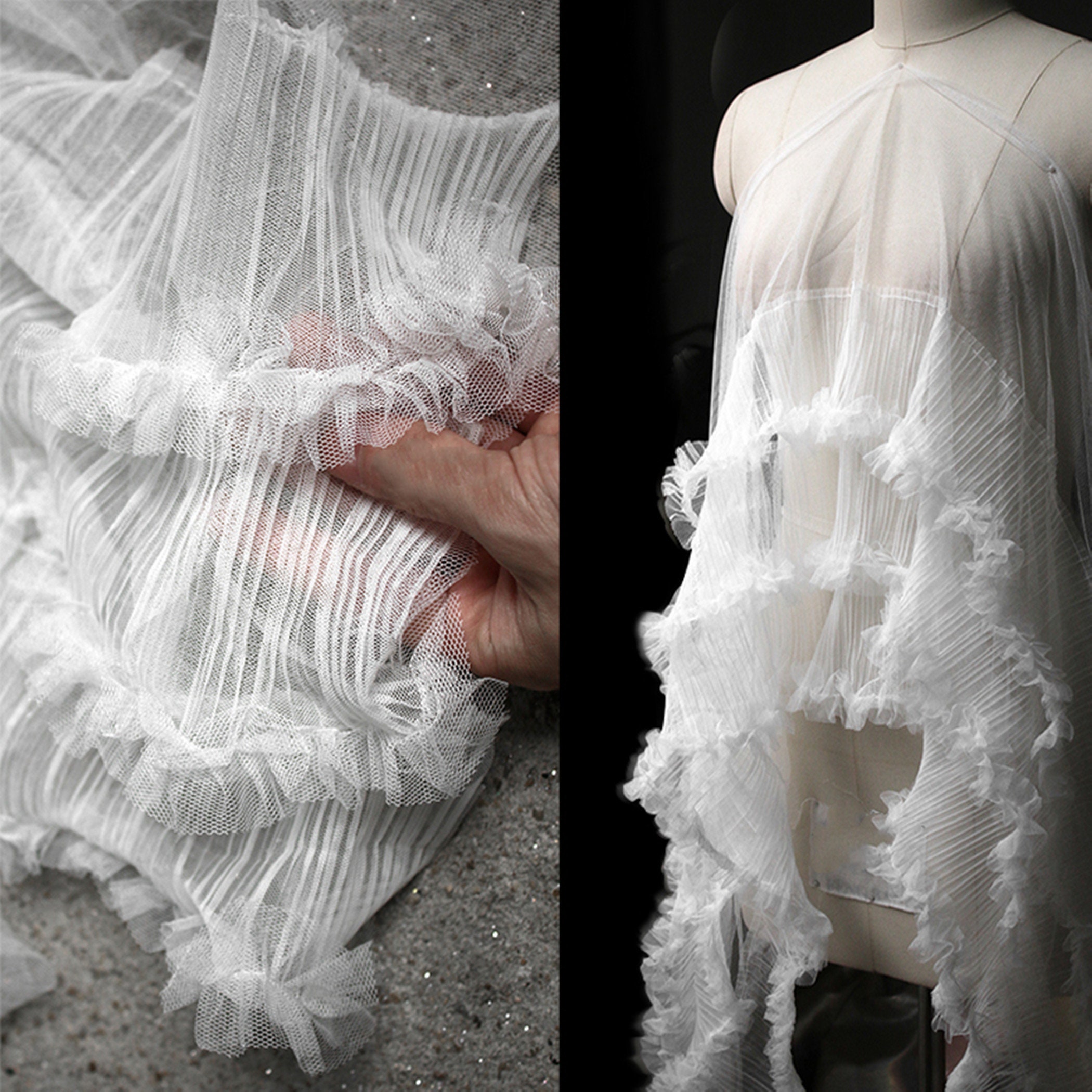 Nastro In Organza Bianco Con Perle E Bordo In Pizzo - 3,5 Cm X 92 Cm - Per Decorazioni Fai Da Te, Abiti Da Sposa, Borse E Accessori