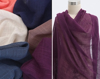 Solid Color Linen Cotton Fabric: Prewashed Lightweight Flax - By Half Yard