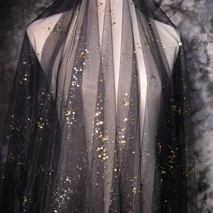 63&#39;&#39; Width Luxury Black Lace,Shiny Mesh Fabric,Tulle Glitter Sequin Lace Fabric,Clothing Fabric For 1 Yard