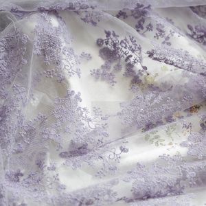 Purple Mesh Lace Fabric,embroidered Floral Lace,soft Tulle Lace Fabric ...