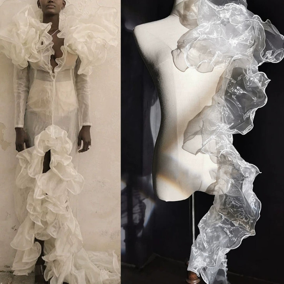 White Ruffle Organza Trim,7.8 Inches Width Pleated Trim,ruffle Trim ...