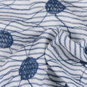 Stripe linen cotton fabric with embroidery eco linen fabric dress fabric clothing fabric by half yard