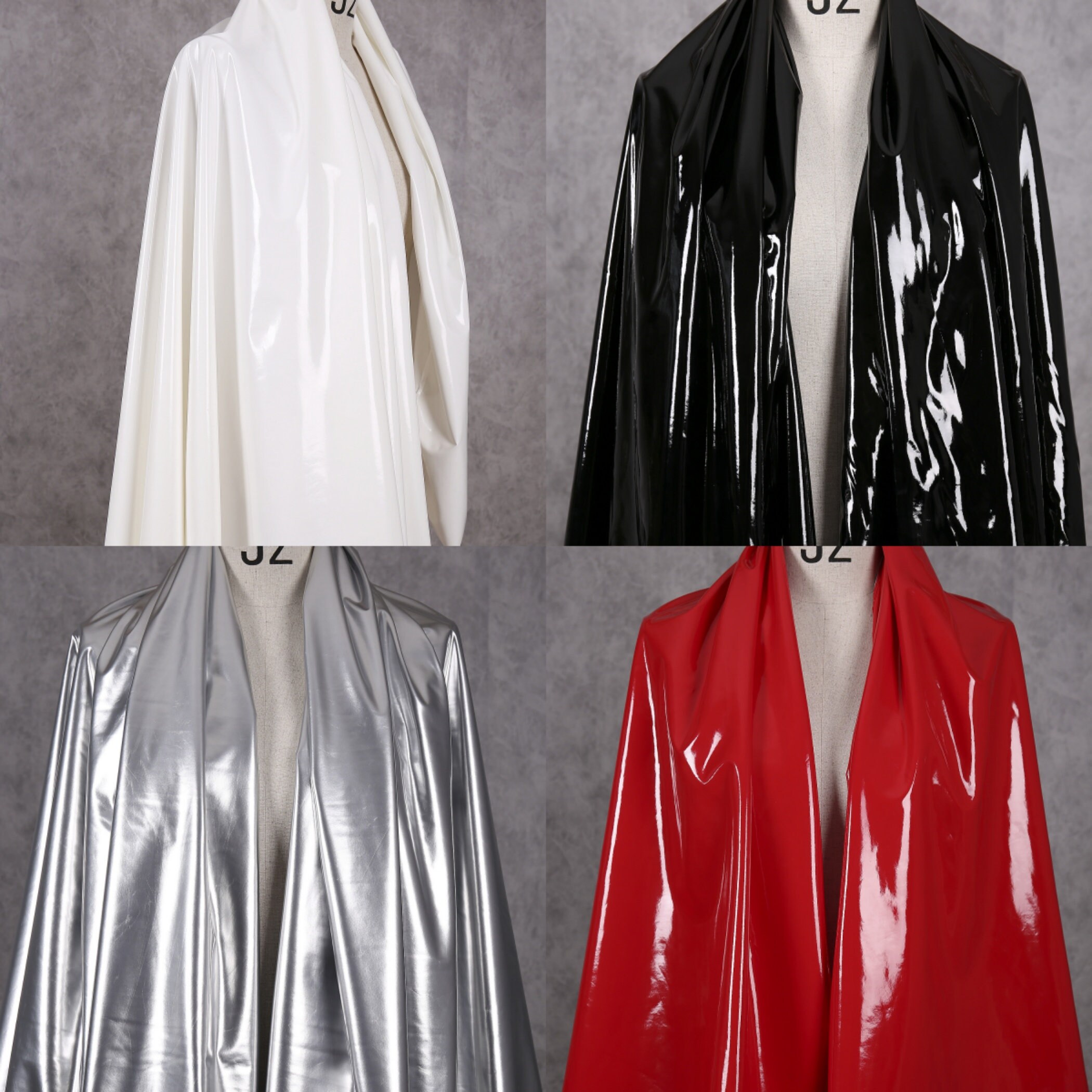 Shiny Mirror Stretch Fabric: Faux Leather PU Material, 26 Colors