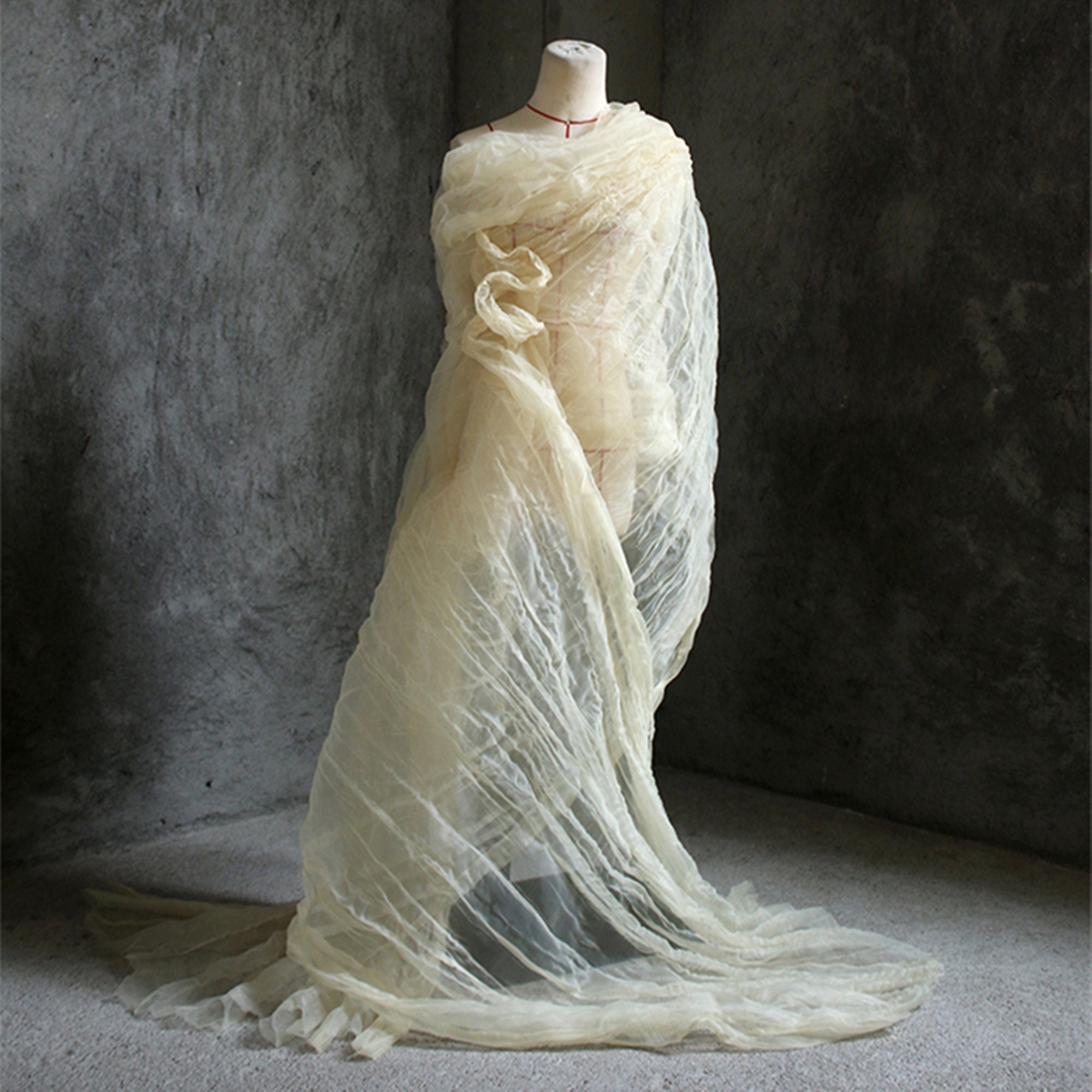 Beige Organza Fabric,wrinkle Fabric,sheer Fabric - Etsy